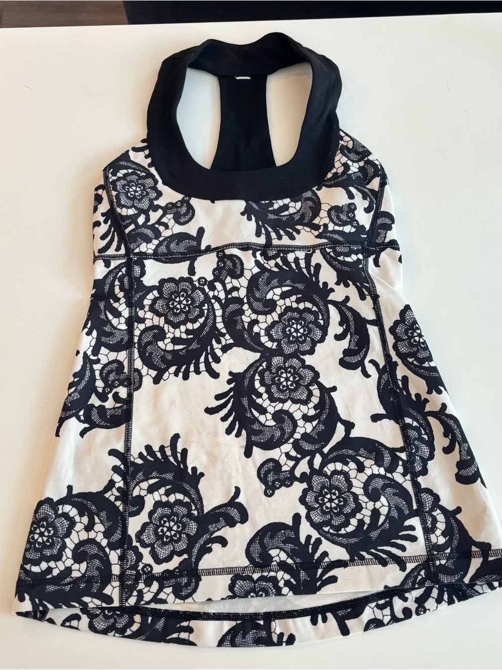lululemon athletica Black and White Lace-Print Racerback Tank